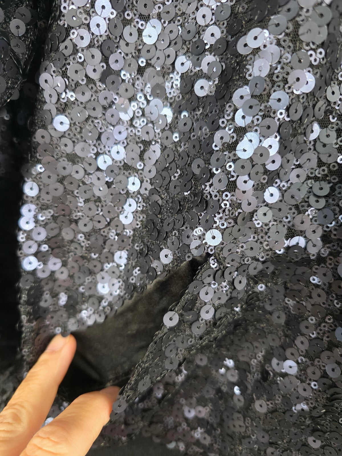 Victoria's Secret Black Sequin Bomber Jacket Full Zip Large Coat LG FULL BLING