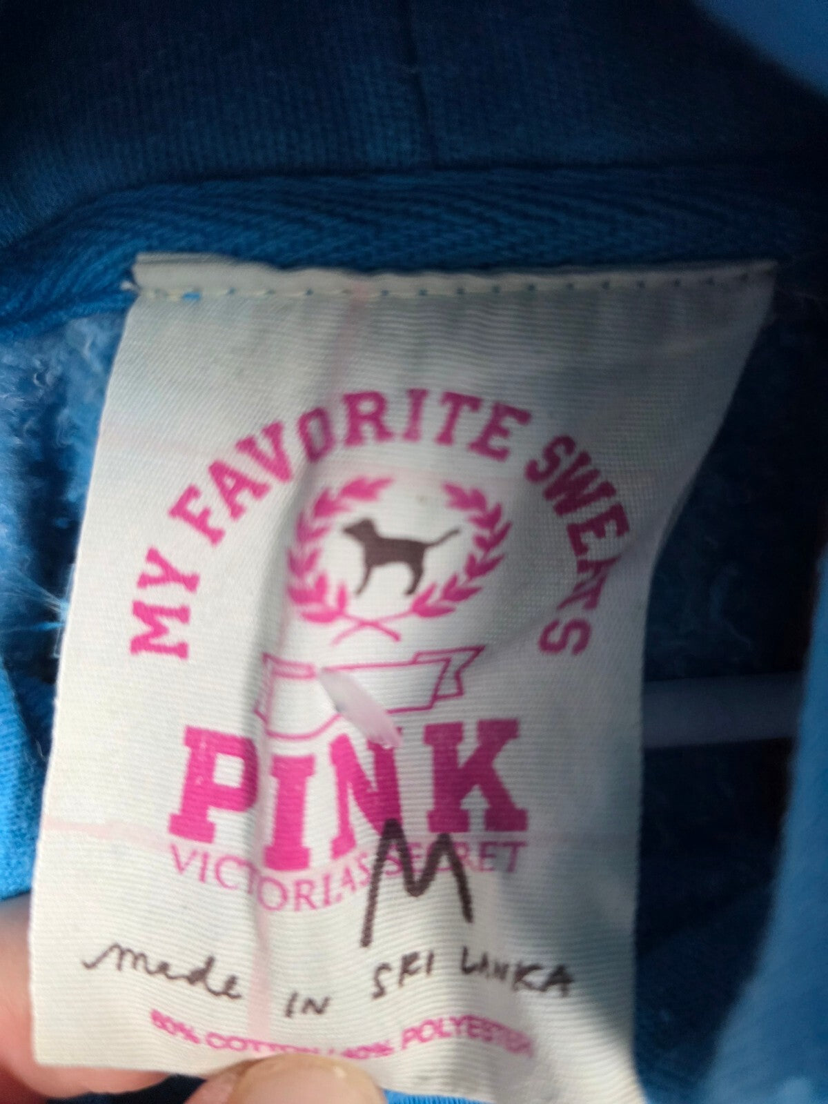 PINK Victoria's Secret Sweater Dress Hoodie Blue Peace Love Pink M Y2K