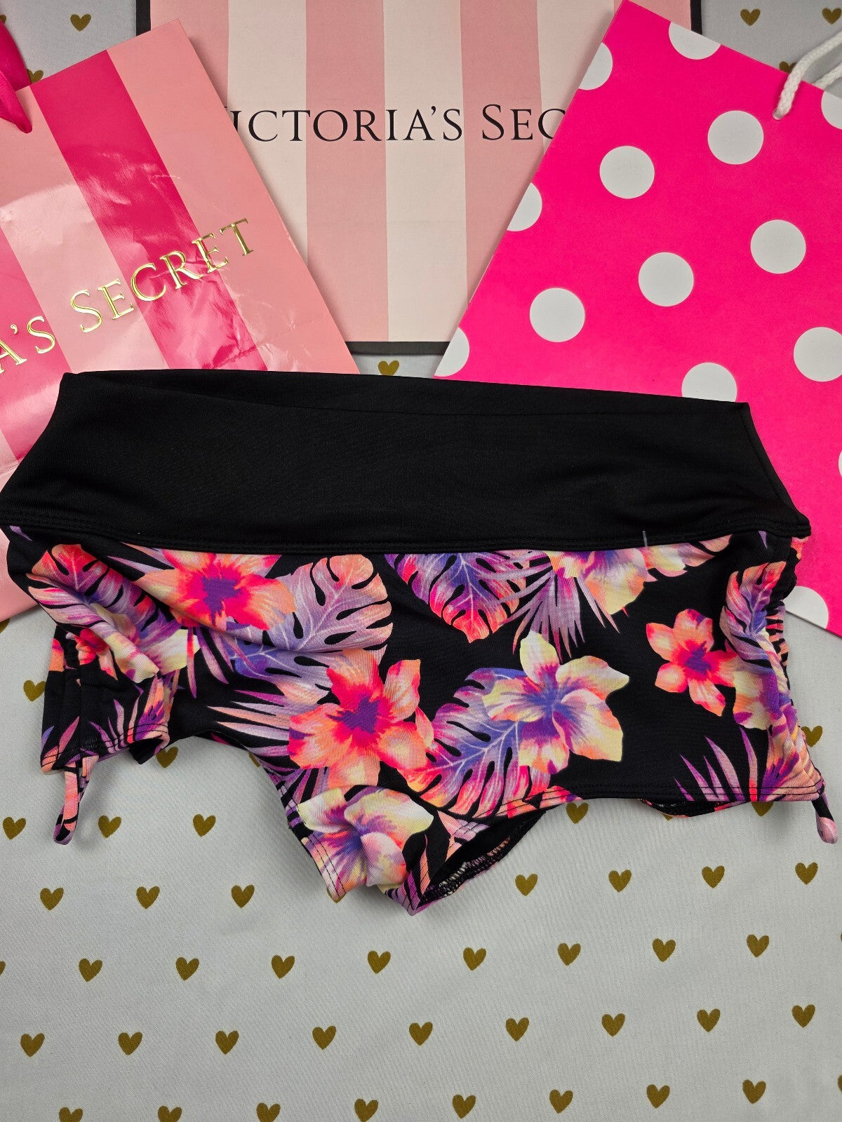 Victorias Secret PINK Floral Gym To Swim Shortie Shorts Bottoms Active Small