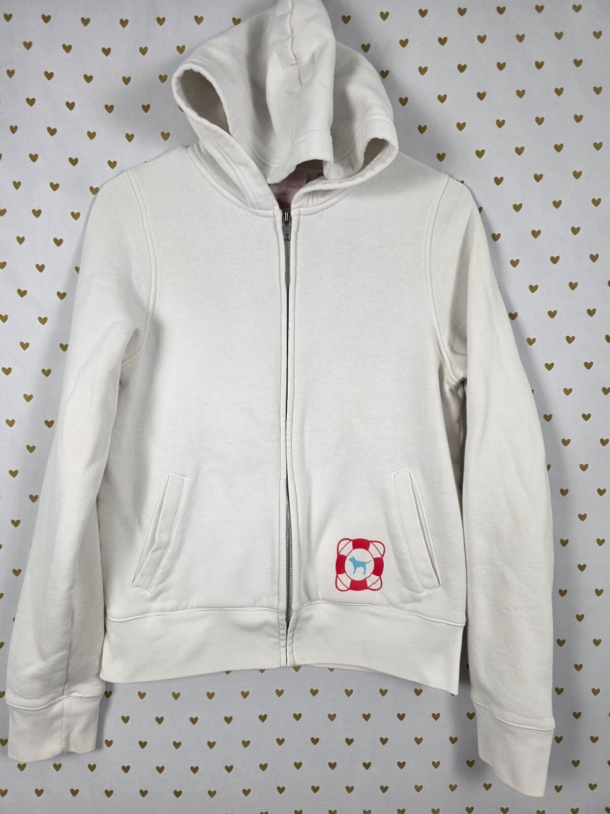 Victorias Secret Pink Vintage HTF LIFEGUARD Full Zip Hoodie Jacket MEDIUM