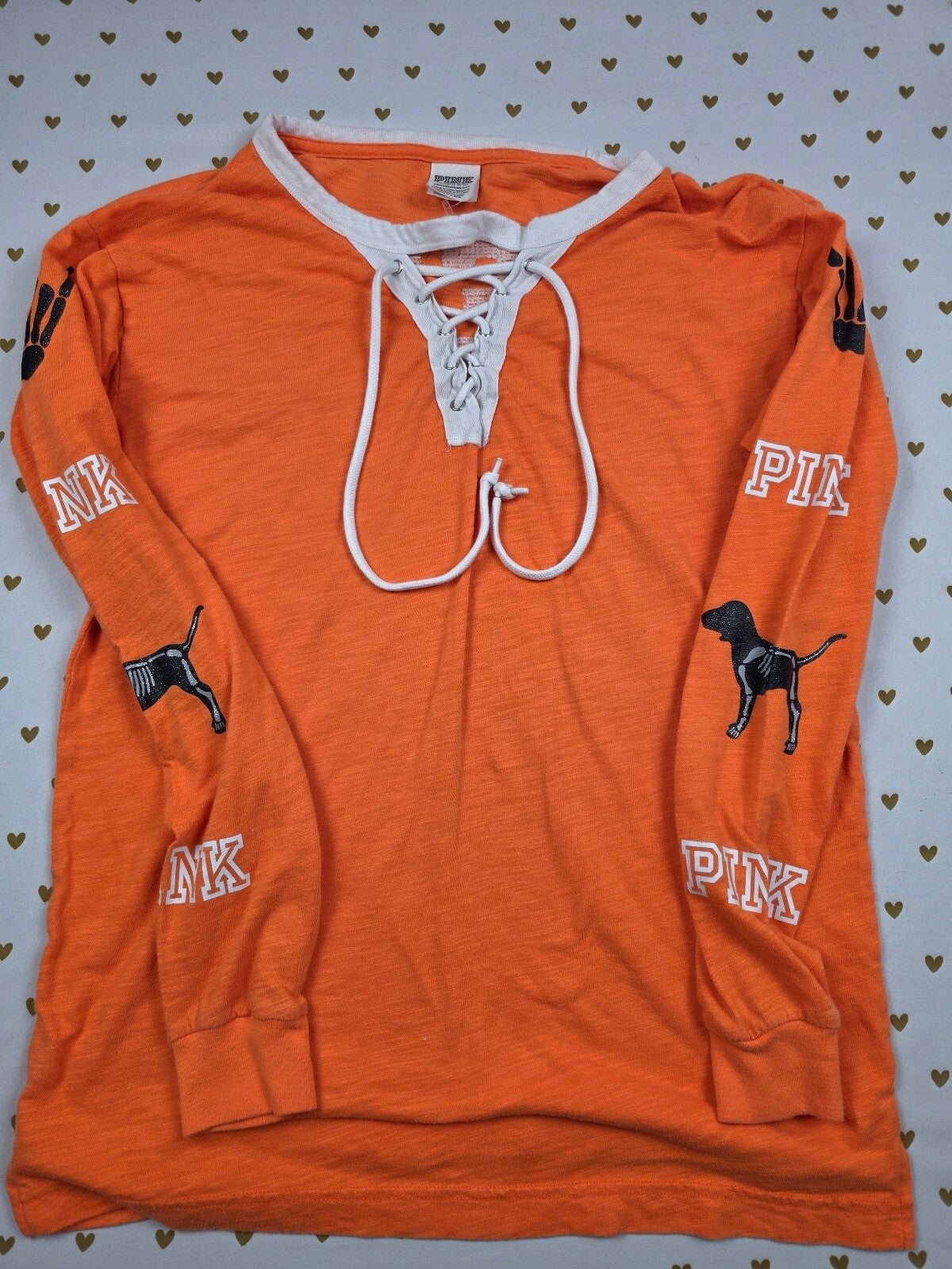 Victorias Secret PINK HTF HALLOWEEN Here for the BOOS BLING Tee Lace front XS