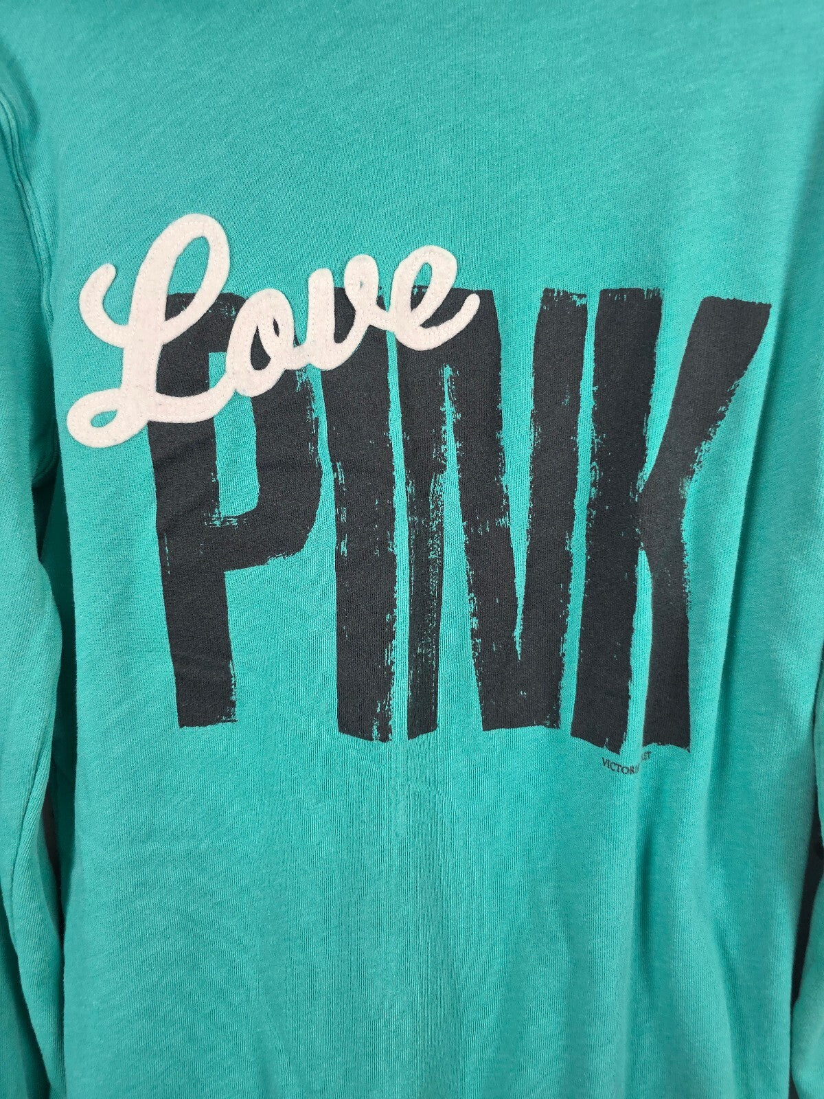 Victorias Secret Pink Full zip embroidered Hoodie Jacket Teal Medium Logo