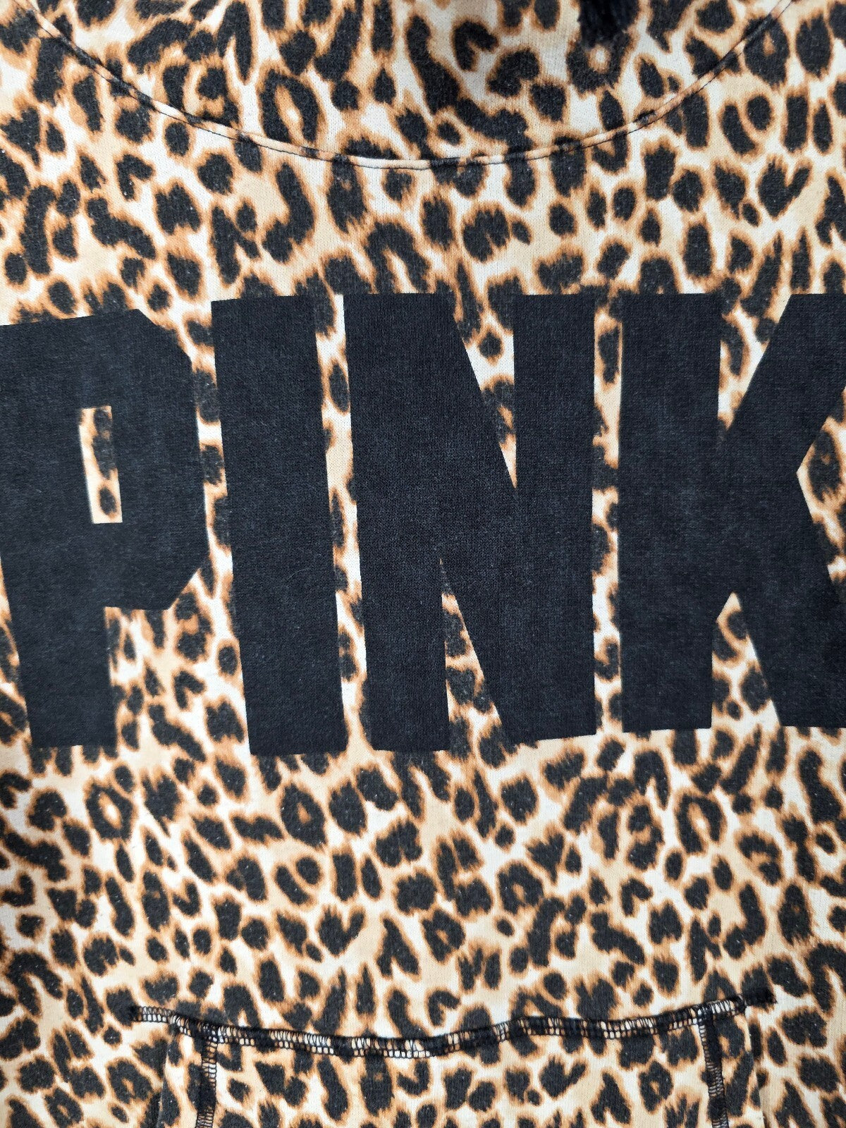 PINK Victoria's Secret Leopard Print Hoodie Pullover Cowl Neck Pocket Size M