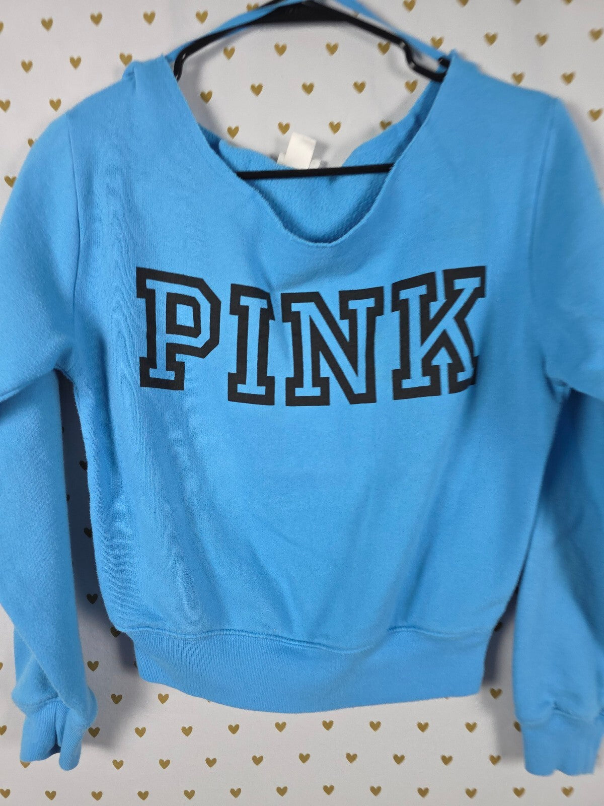 Victorias Secret Pink Blue Slouchy Sweater Logo XS