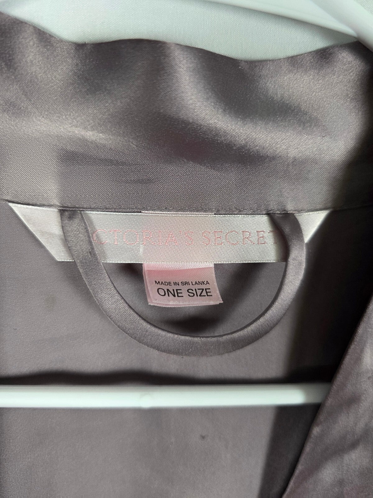 Victorias Secret Taupe Pocket Lounge Satin Silky Robe Kimono ONE SIZE FITS ALL