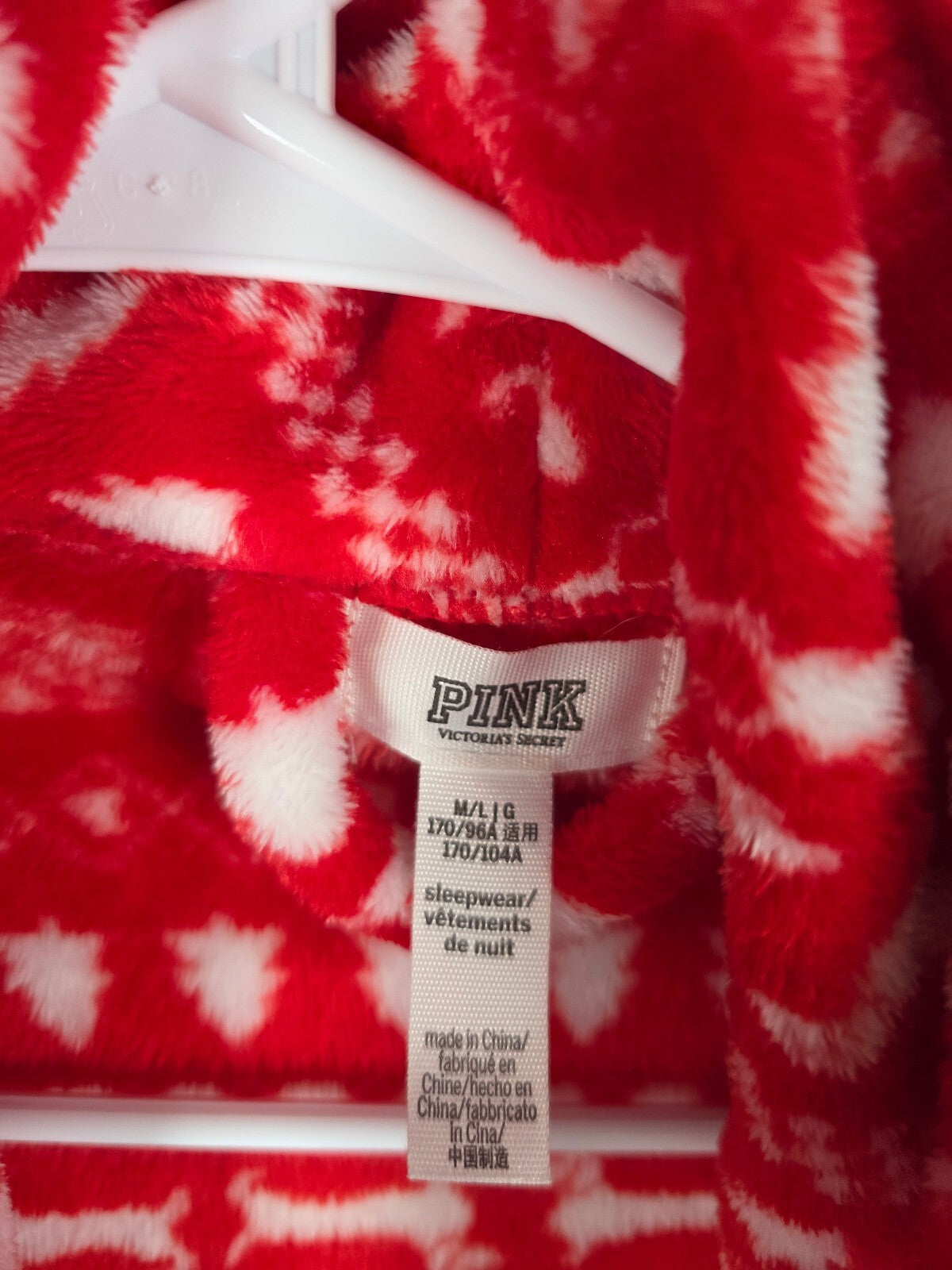Victorias Secret Red Fluffy Warm Bath Robe Wrap Cover Up Medium large