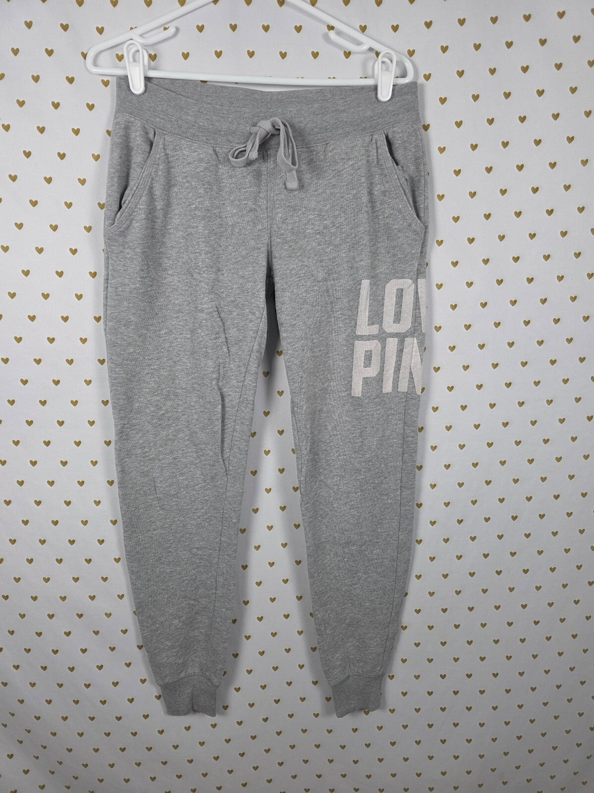 Victorias Secret PINK Vintage Pocket Joggers LOVE Grey Sweats XS