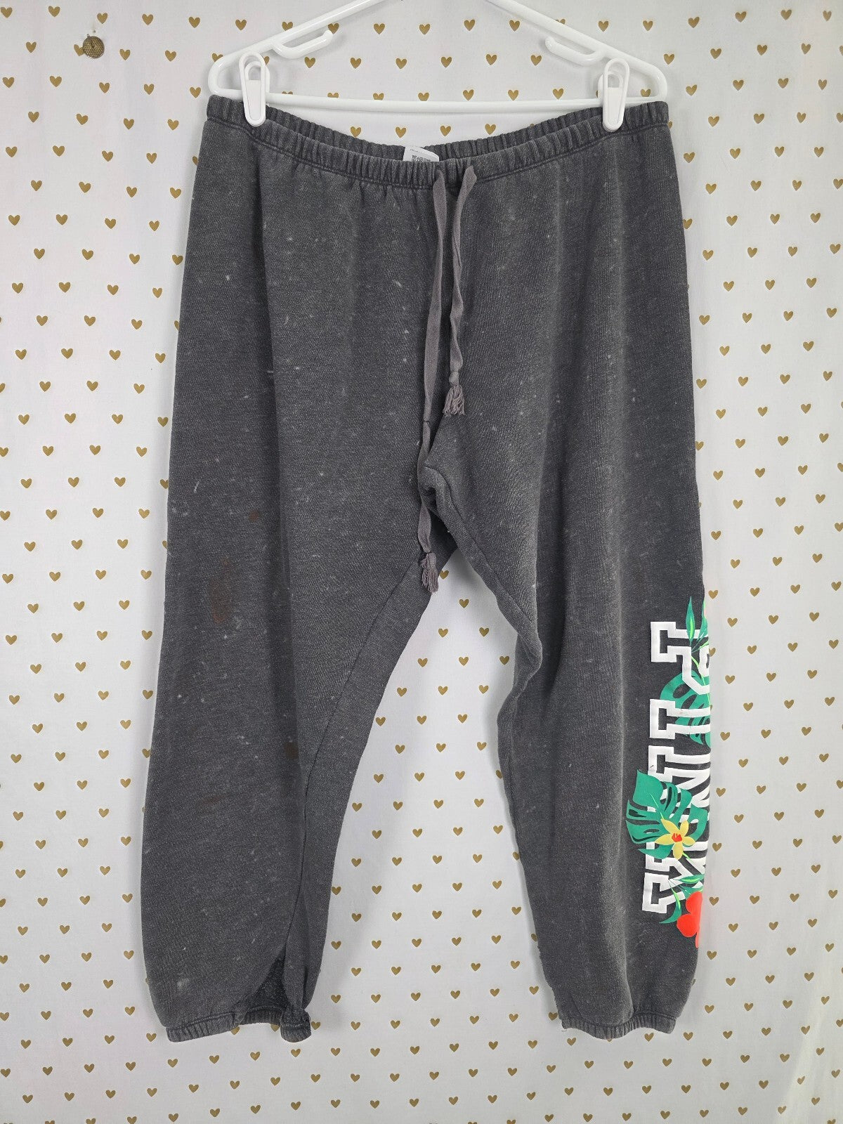 Victorias Secret PINK Vintage Style Hawaiian SET Sweatpants Tee shirt Sweats XL