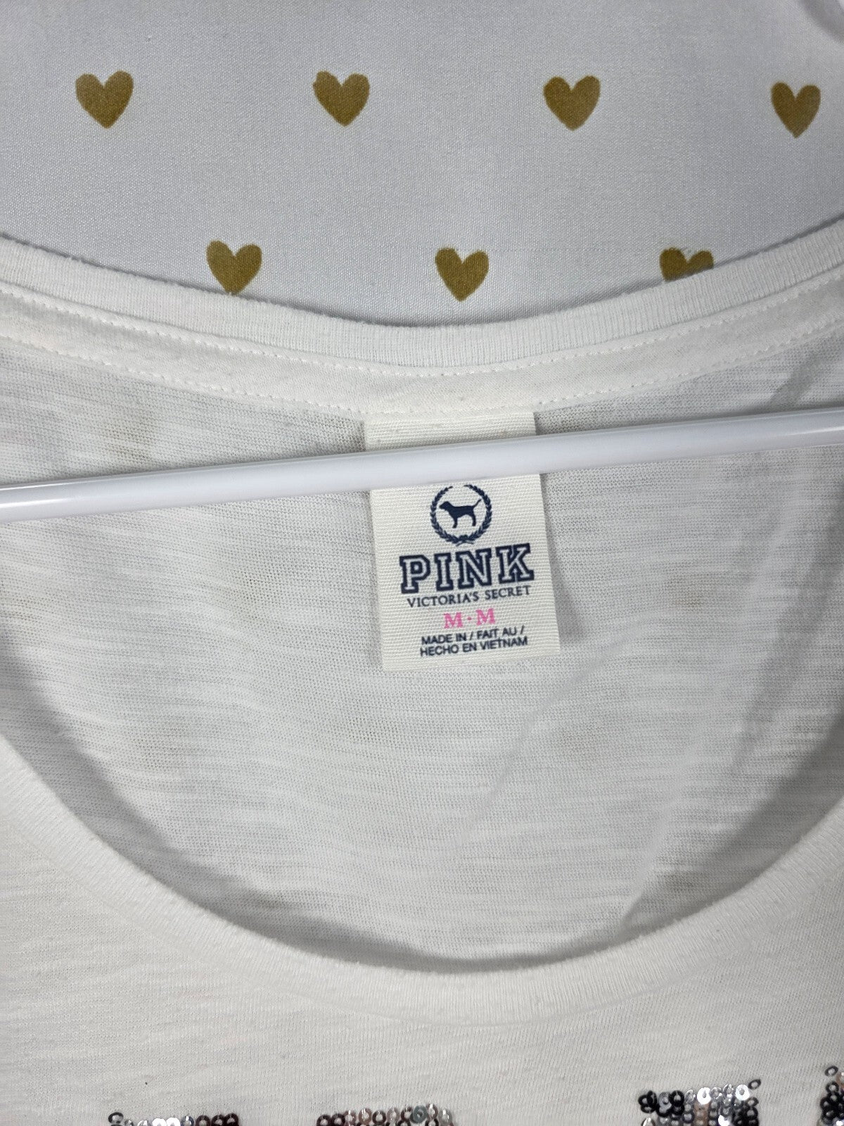 Victorias Secret PINK Vintage Y2k ZEBRA BLING White Tee Shirt MEDIUM