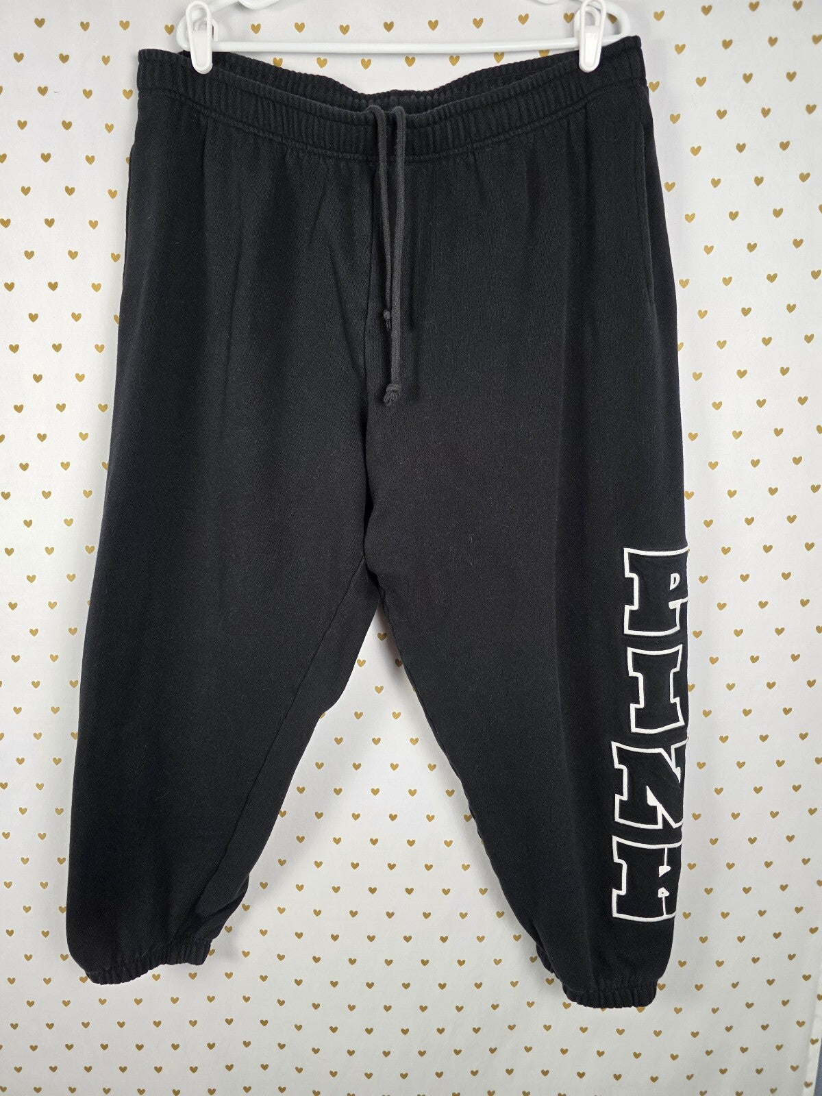 Victoria's Secret PINK Ivy Fleece Sweatshirt Sweatpants Set XXL Black Logo