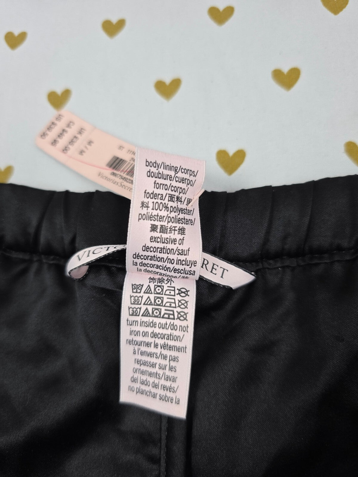 Victoria's Secret NWT Black Sequin Leopard Lounge Sleep Shorts Satin Heart M