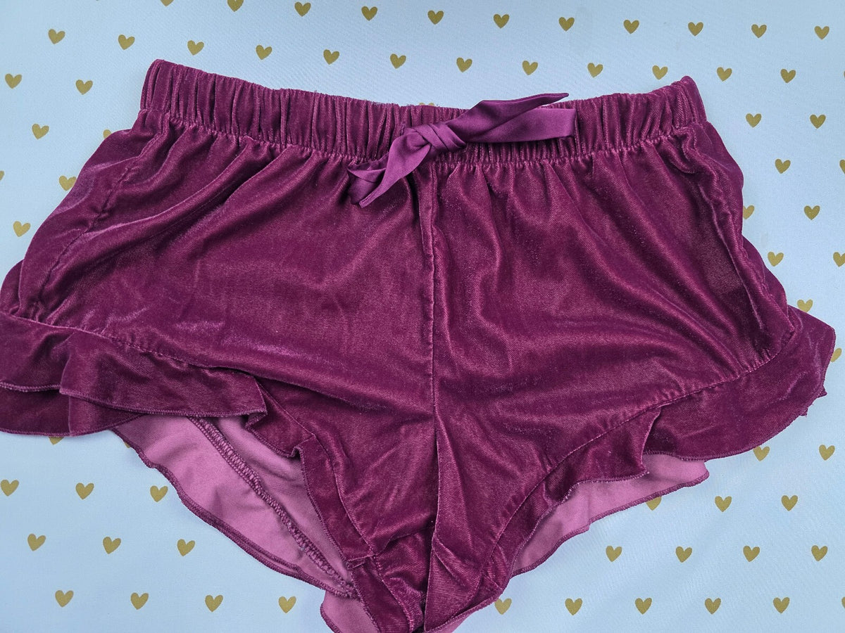 Victorias Secret Maroon Velvet XS Sleep Shorts Boxers Pajama Bottoms