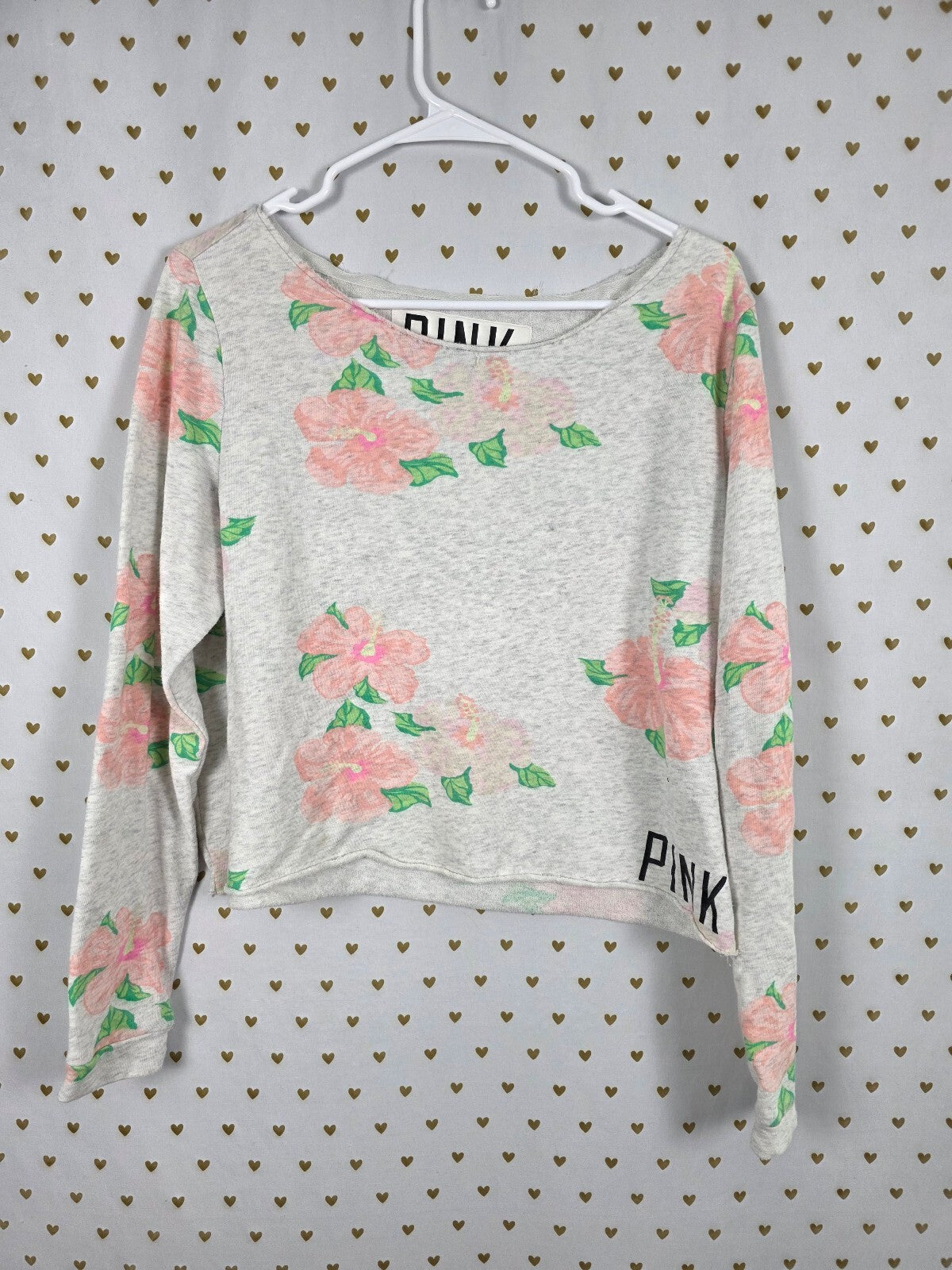 Victorias Secret PINK Floral Slouchy Flower Long Sleeve Sweater Shirt MEDIUM