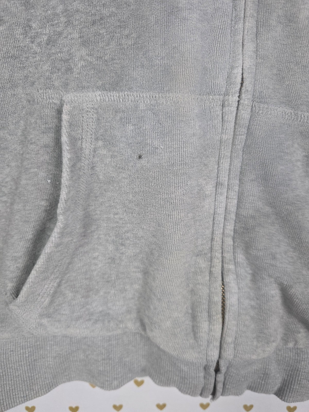 Victorias Secret Pink Vintage Velour Gold Bling Fur Lined Hoodie Jacket Large