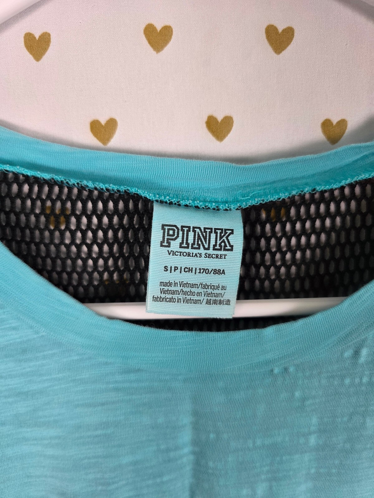 Victorias Secret PINK Mesh Back Pocket Tee shirt BLUE SMALL