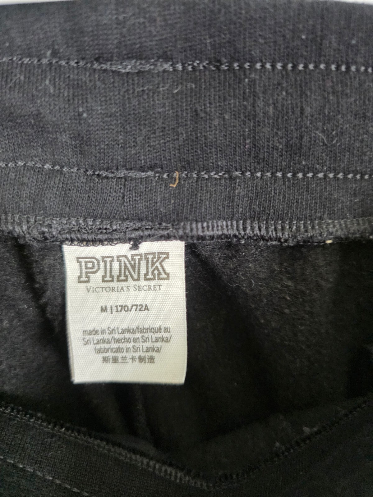 Victorias Secret PINK Bling Studded New York Sweatpants Sweats Black Medium