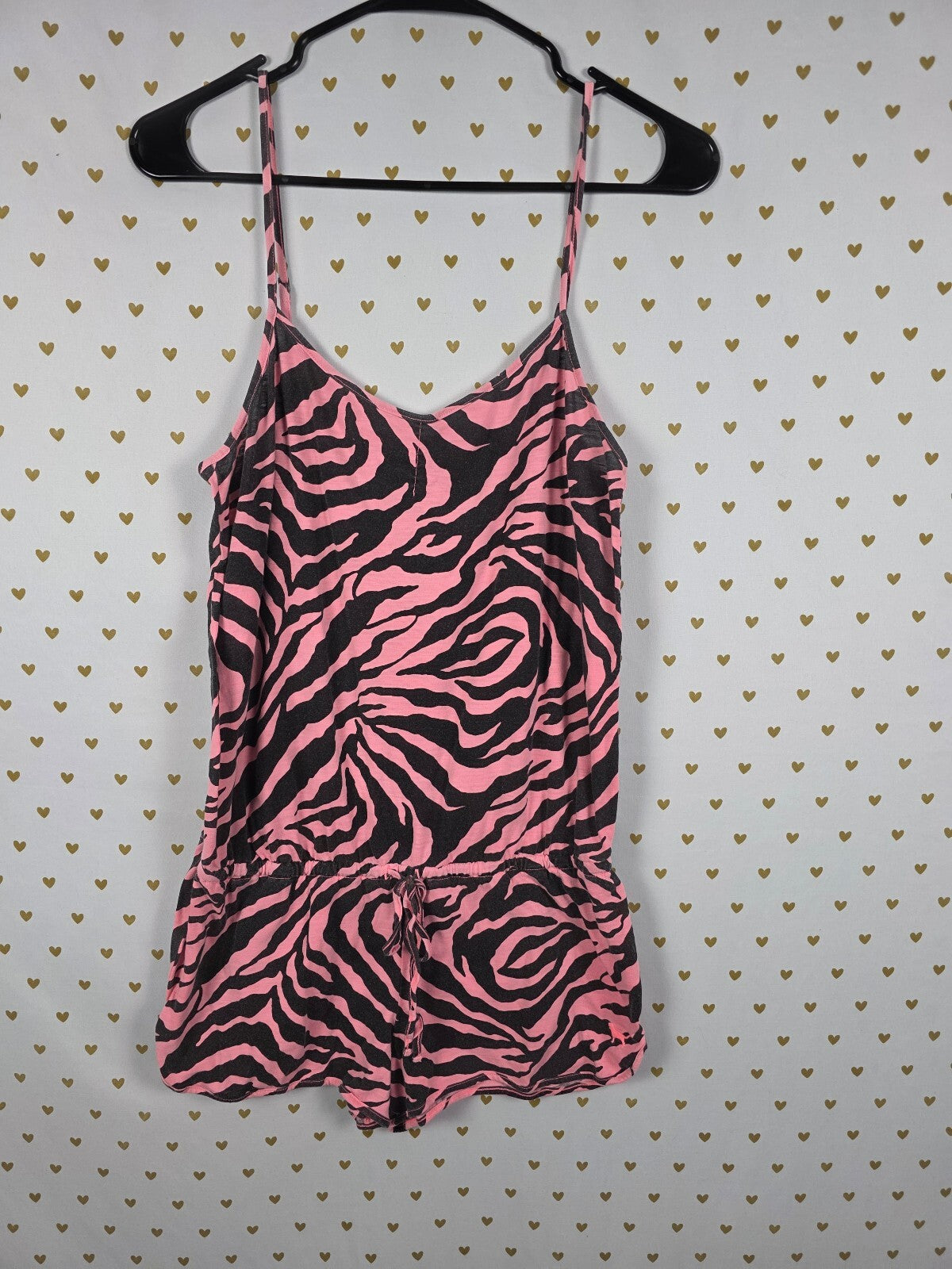 Victorias Secret Pink Vintage Zebra Romper Medium Y2k Sleep Outfit