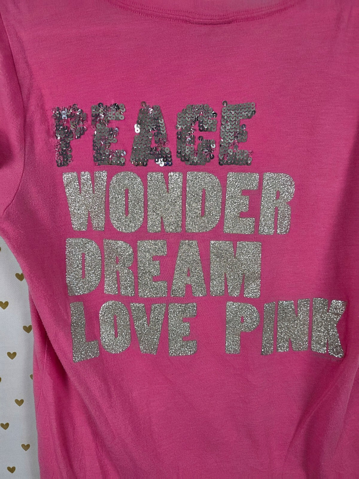 Vintage 2009 Victoria's Secret PINK Tee L Sequin Dog Bling V Neck Graphic