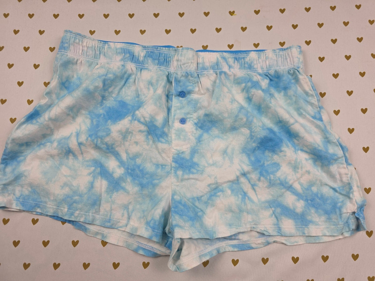 Victorias Secret PINK Tye Dye Blue Small  Sleep Shorts Boxers Pajama Bottoms