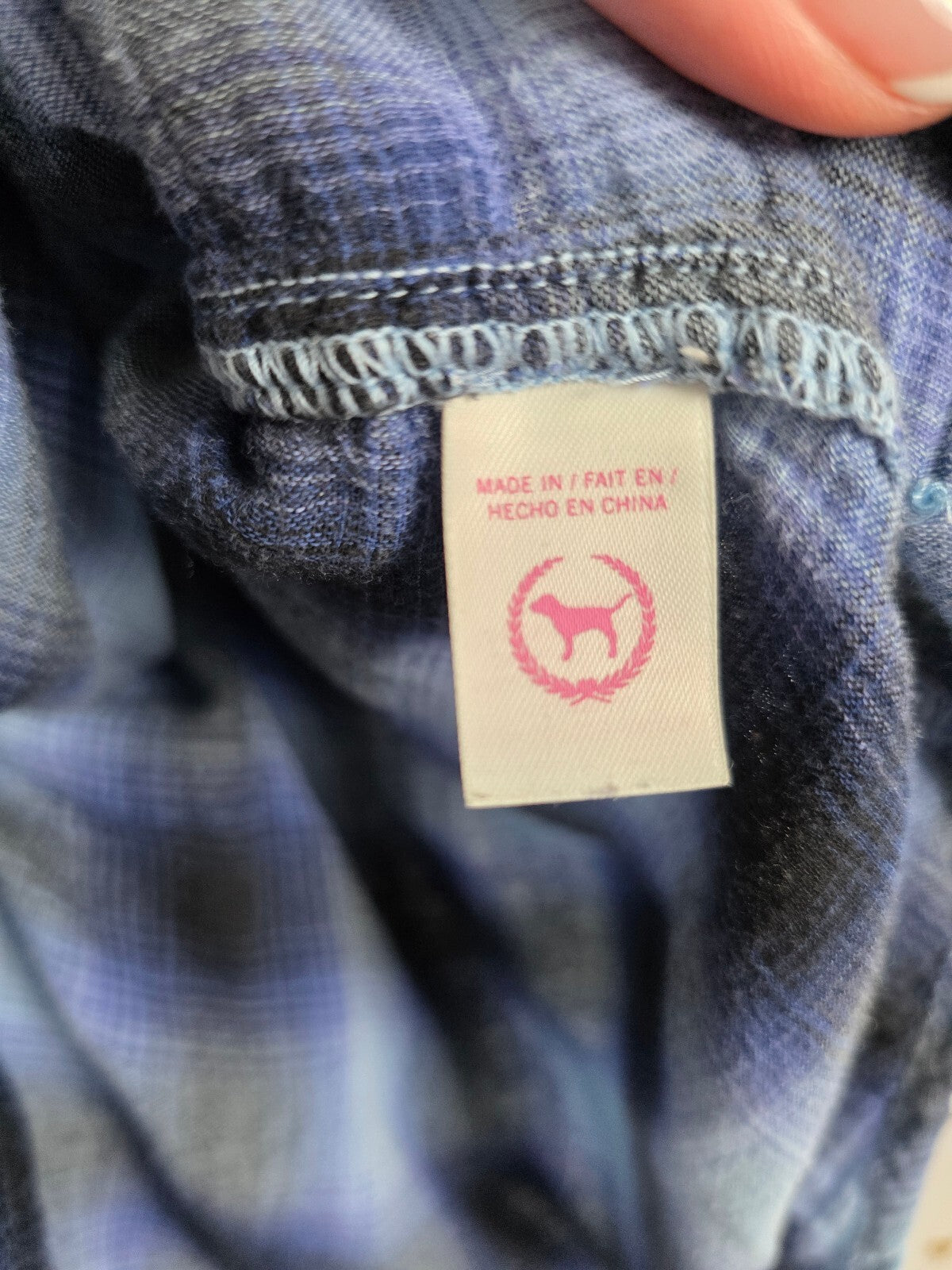 Victoria's Secret PINK Plaid Shirt Dress SP Blue Cotton Y2K 2009 Tunic Cotton