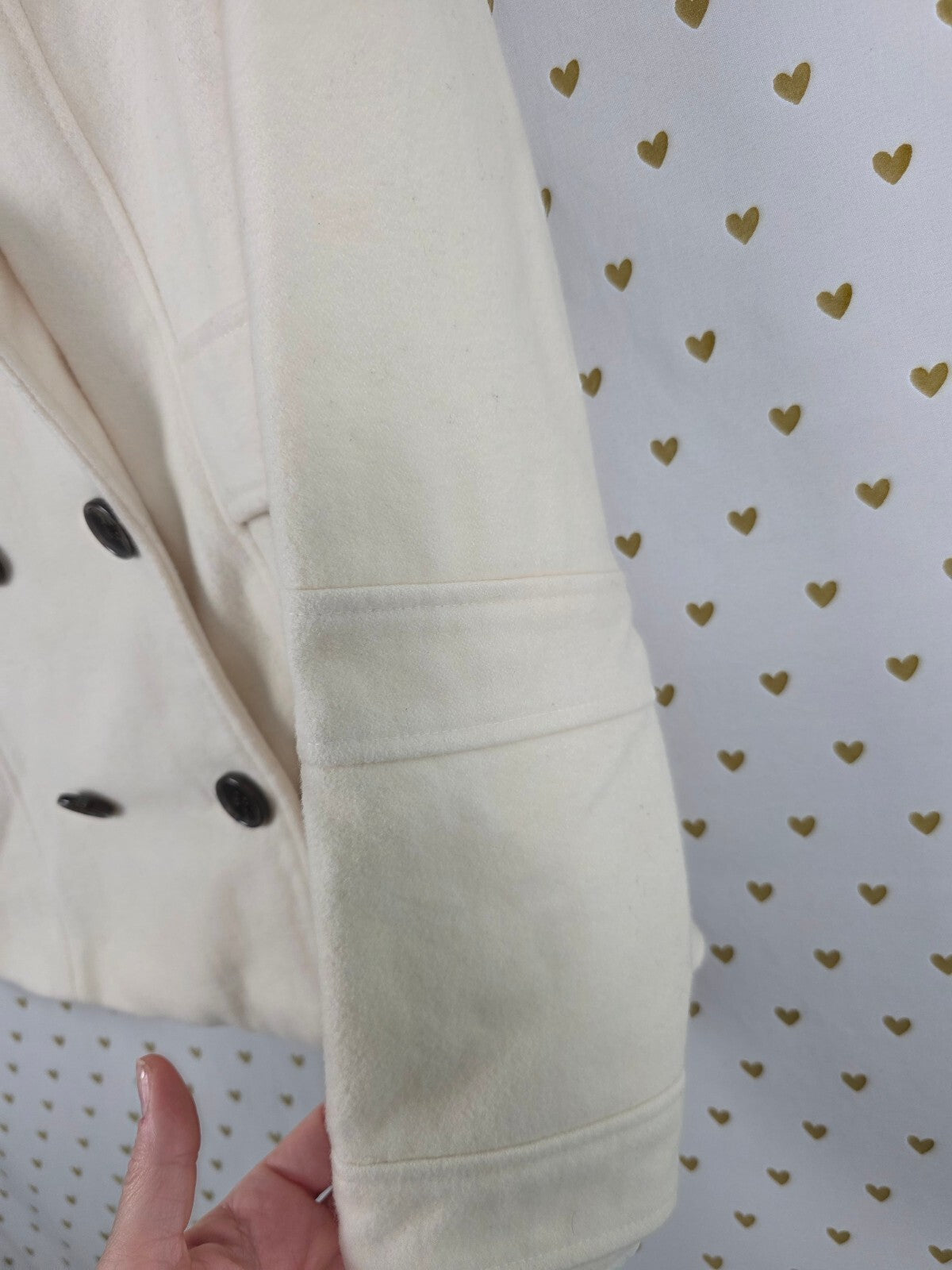 Victoria's Secret Ivory Wool Blend Pea Coat Double Breasted Jacket Size 2