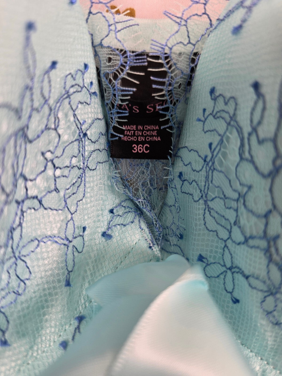 Victoria's Secret 36C Blue Lace Babydoll Chemise Lingerie Y2K Satin Bow