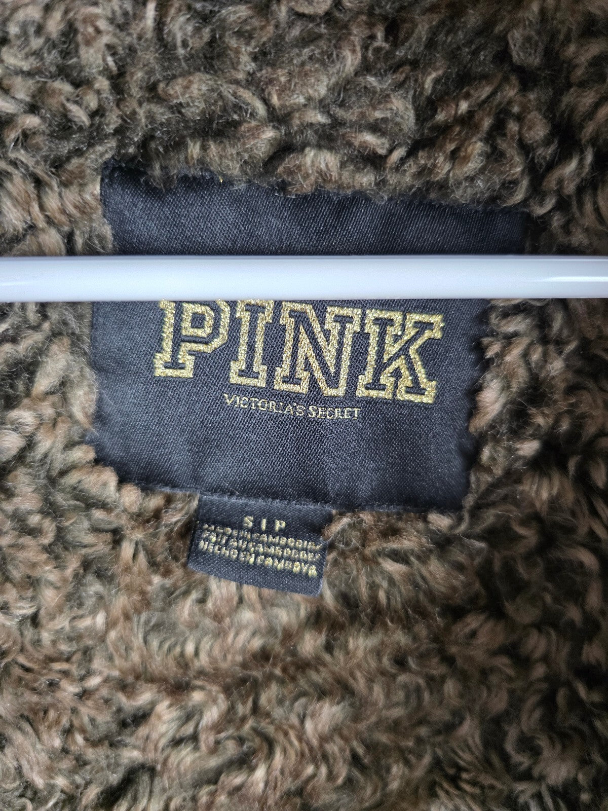 Victoria’s Secret PINK LOVE PINK Sequin BLING Faux Fur Zip Hoodie S Rare