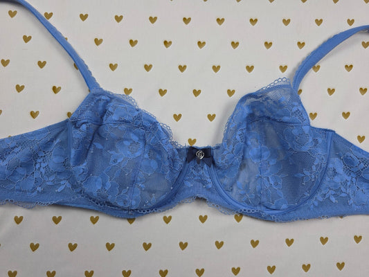 Victorias Secret  Blue Unlined Demi Balconette Bra 34DD