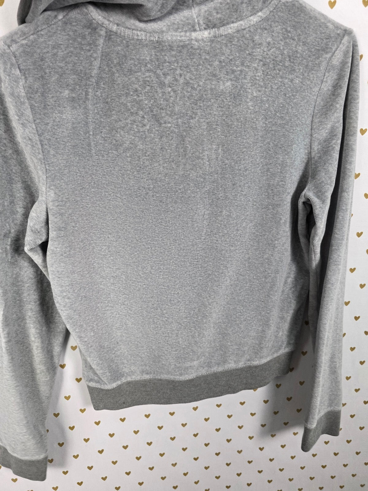 PINK Victoria's Secret Velour Zip Hoodie Gray Dog Zipper Logo Jacket Medium