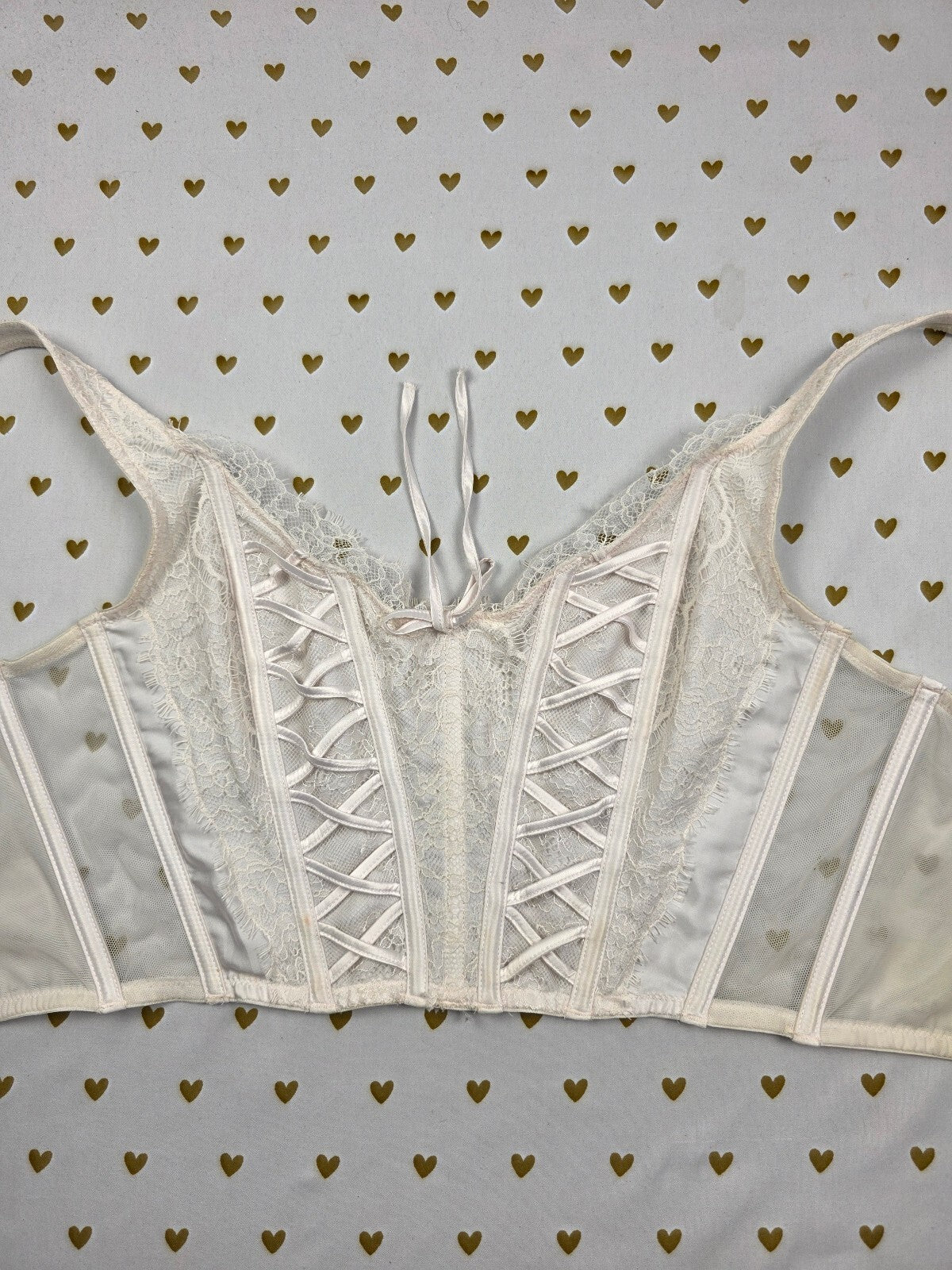 Victorias Secret White Corset Bra Top Tank Small