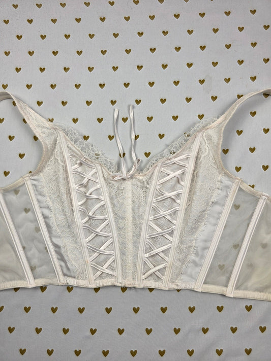 Victorias Secret White Corset Bra Top Tank Small
