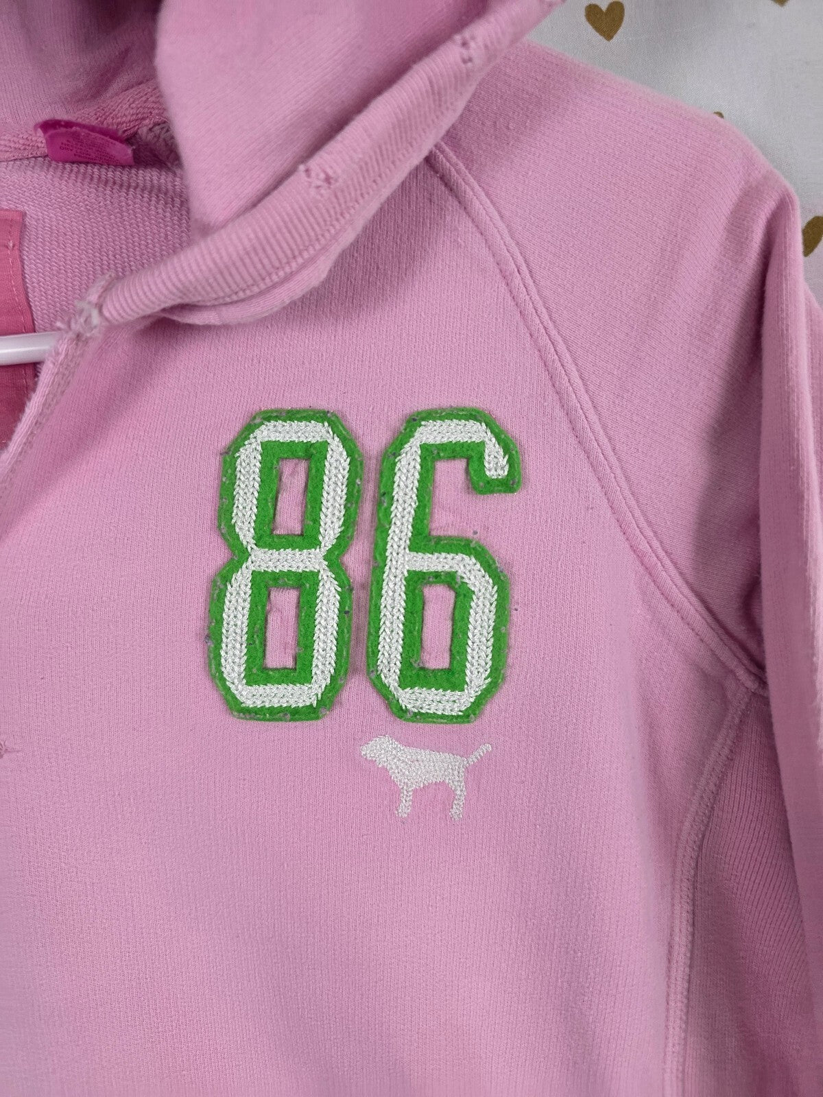 Victorias Secret Pink Vintage Y2k Hooded Sweater Shirt HTF Medium Cotton '05
