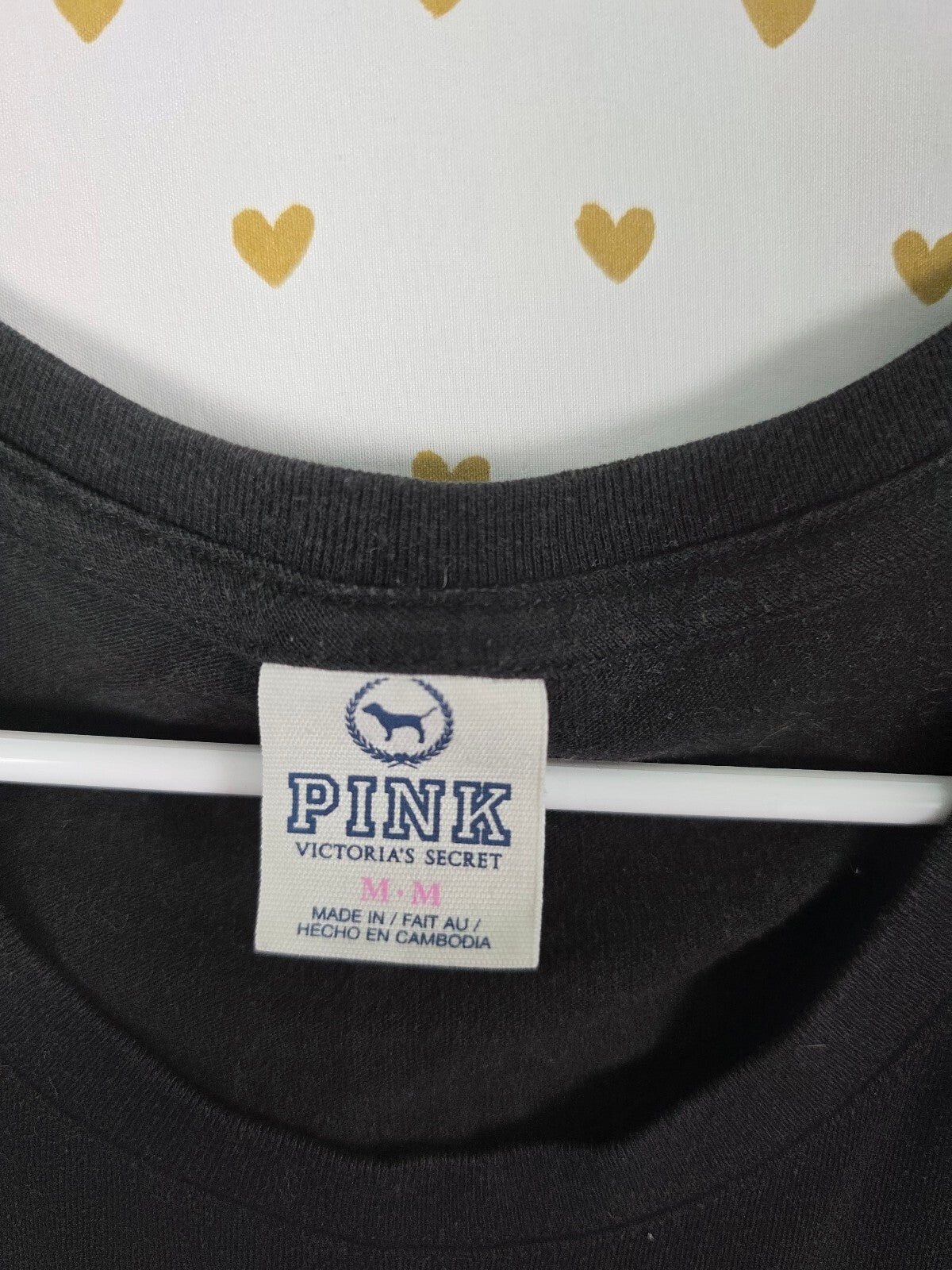 Victorias Secret PINK Vintage 86 Studded Tee Shirt Y2k Black MEdium