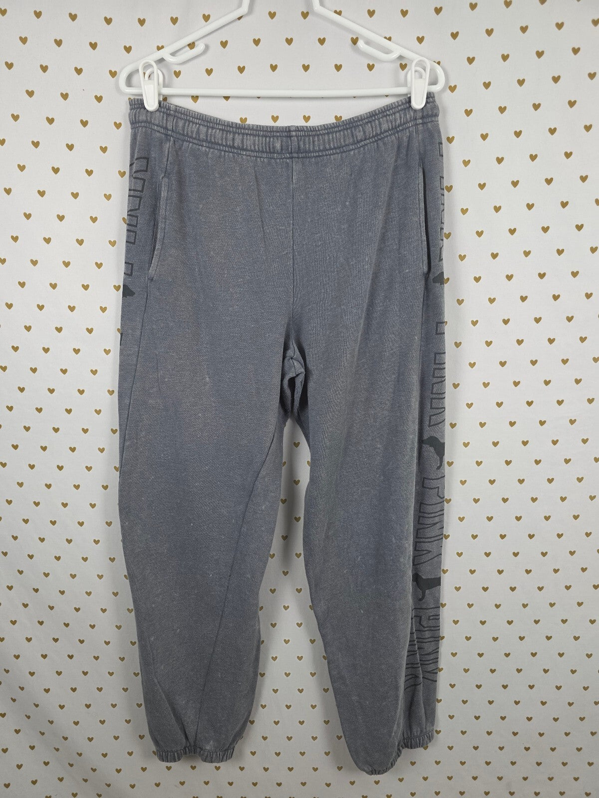Victorias Secret PINK Vintage Grey Dog Logo Sweats Sweatpants Y2k Small
