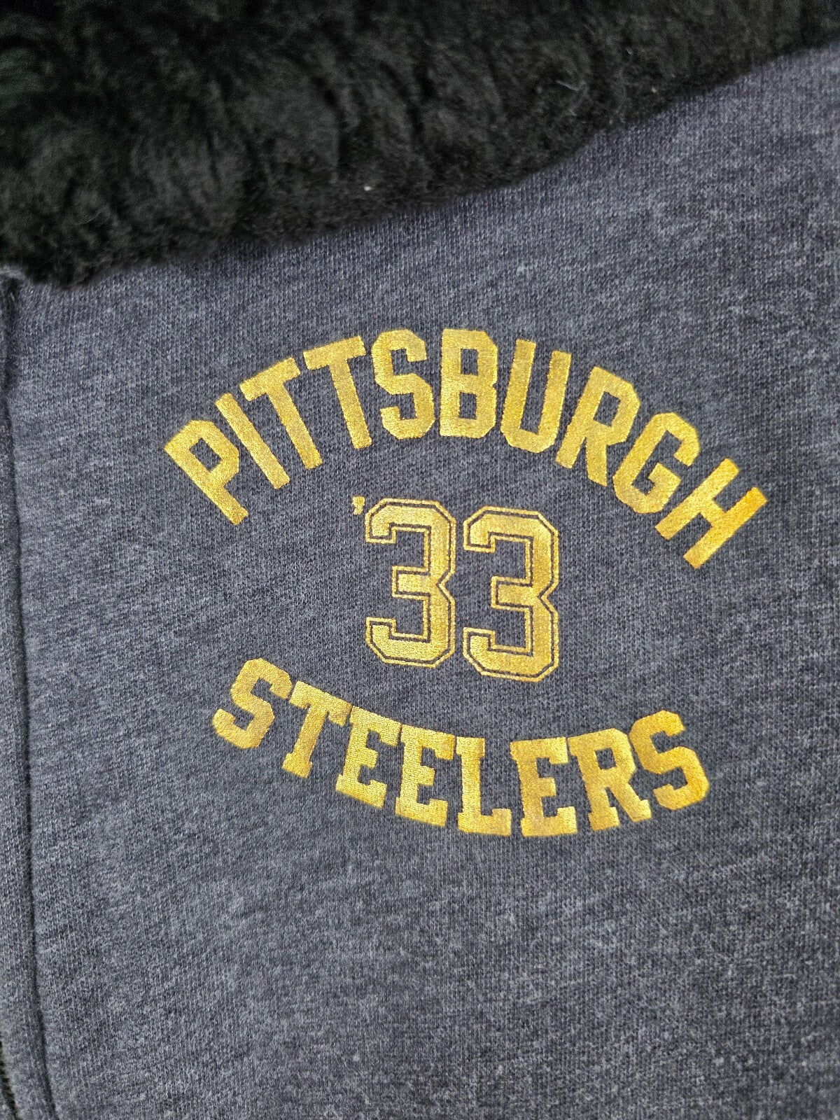 2011 Victoria's Secret PINK NFL Steelers BLING Fur Lined Hoodie Large L Jacket