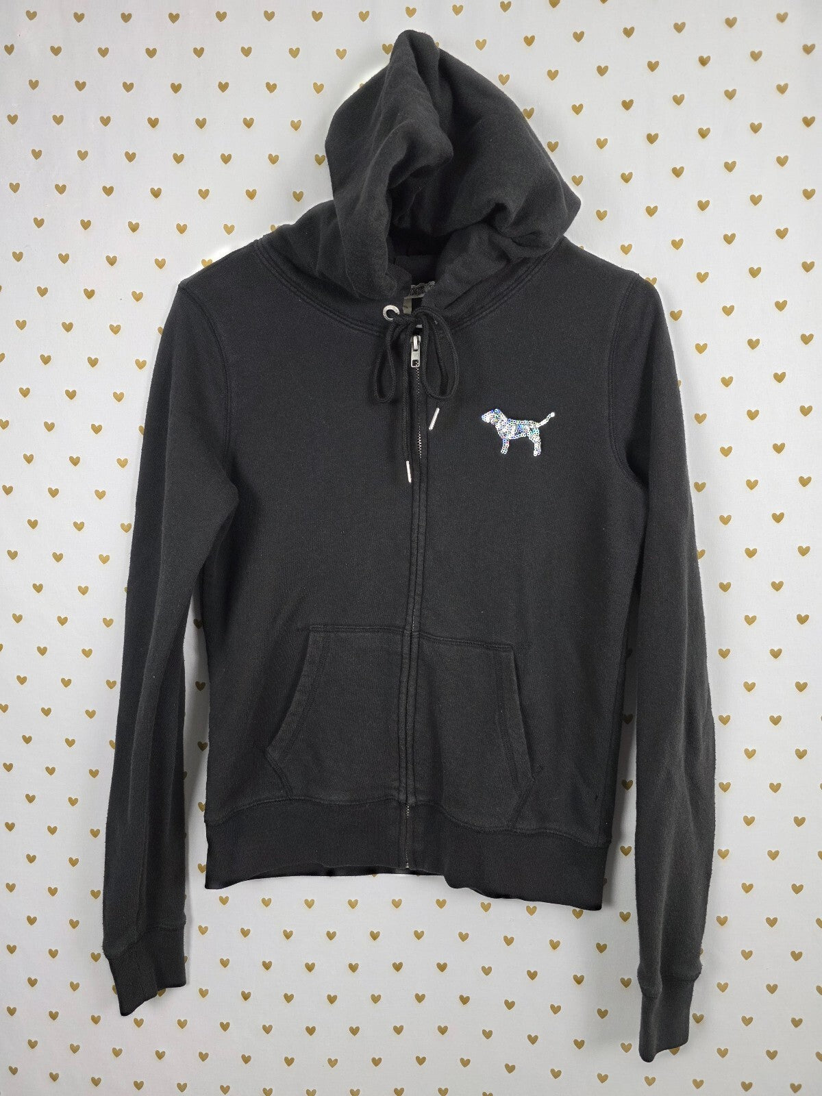 Victorias Secret Pink  Silver Bling Full Zip Hoodie Jacket XS Sequined