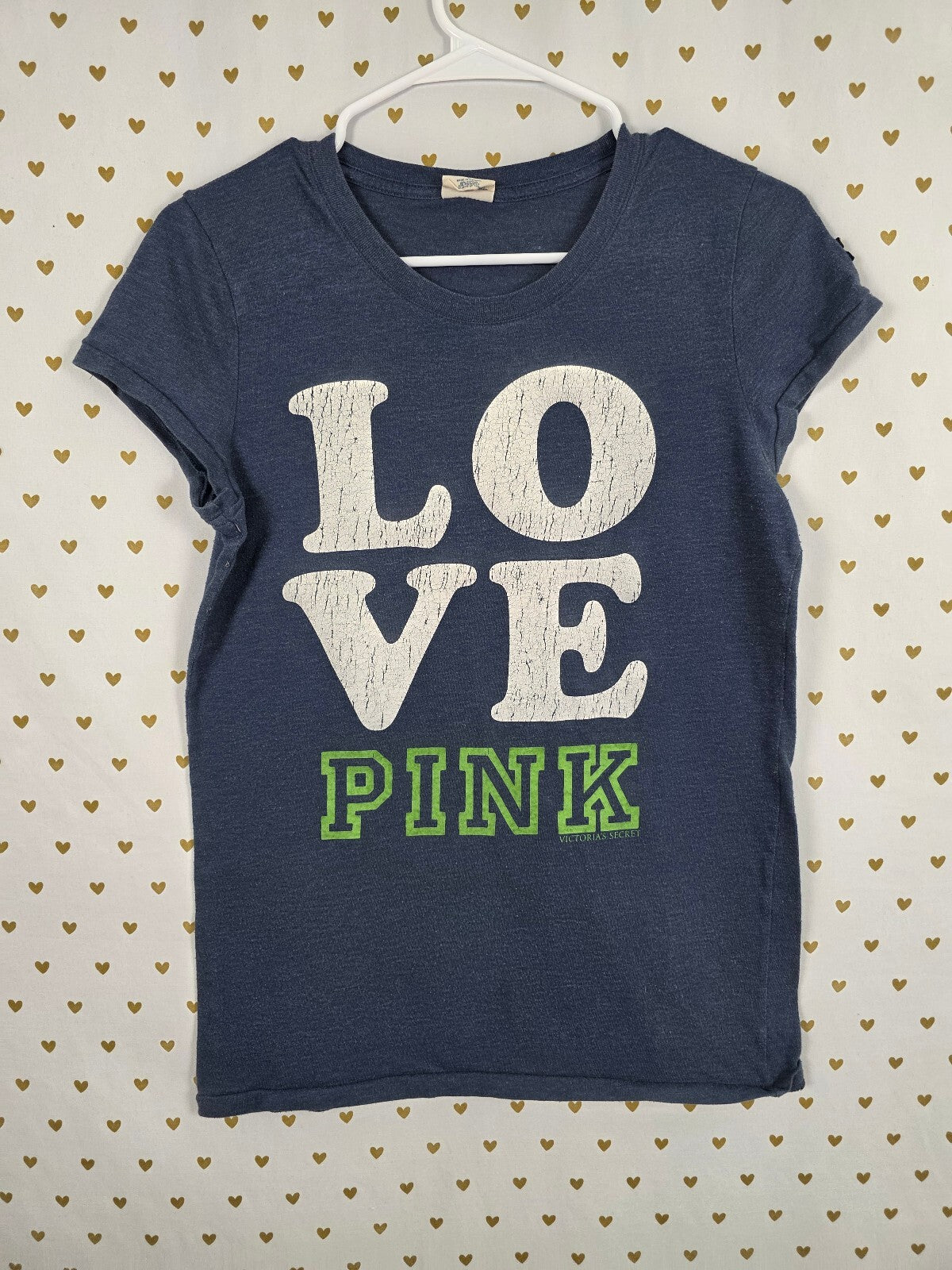 Victorias Secret PINK Vintage Love Y2k Tee shirt Blue Large