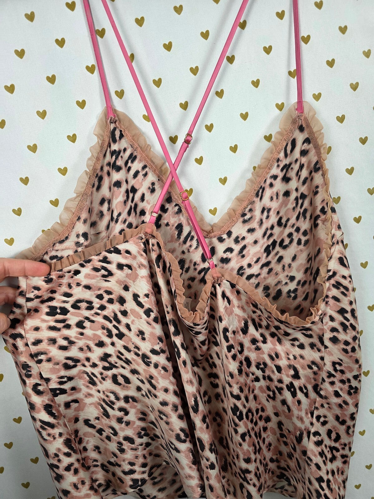 Victorias Secret Leopard Cheetah Satin Silky Babydoll Tank Top XL