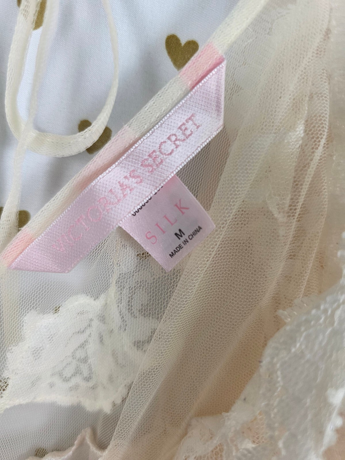 Vintage 2000 Victoria’s Secret 100% Silk Nightgown Robe Set Lace Beaded M/L
