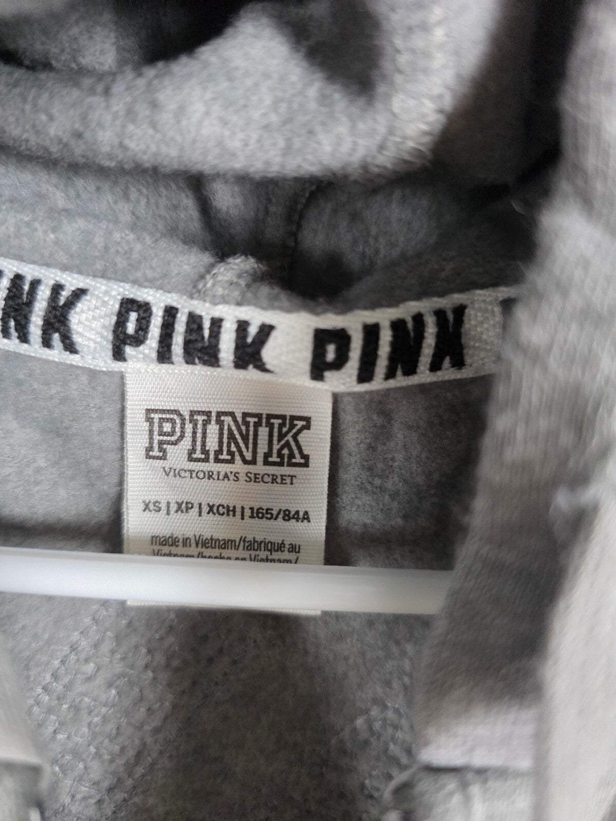 Victorias Secret Pink BLING SEQUIN Logo Full Zip Grey Hoodie Jacket XS