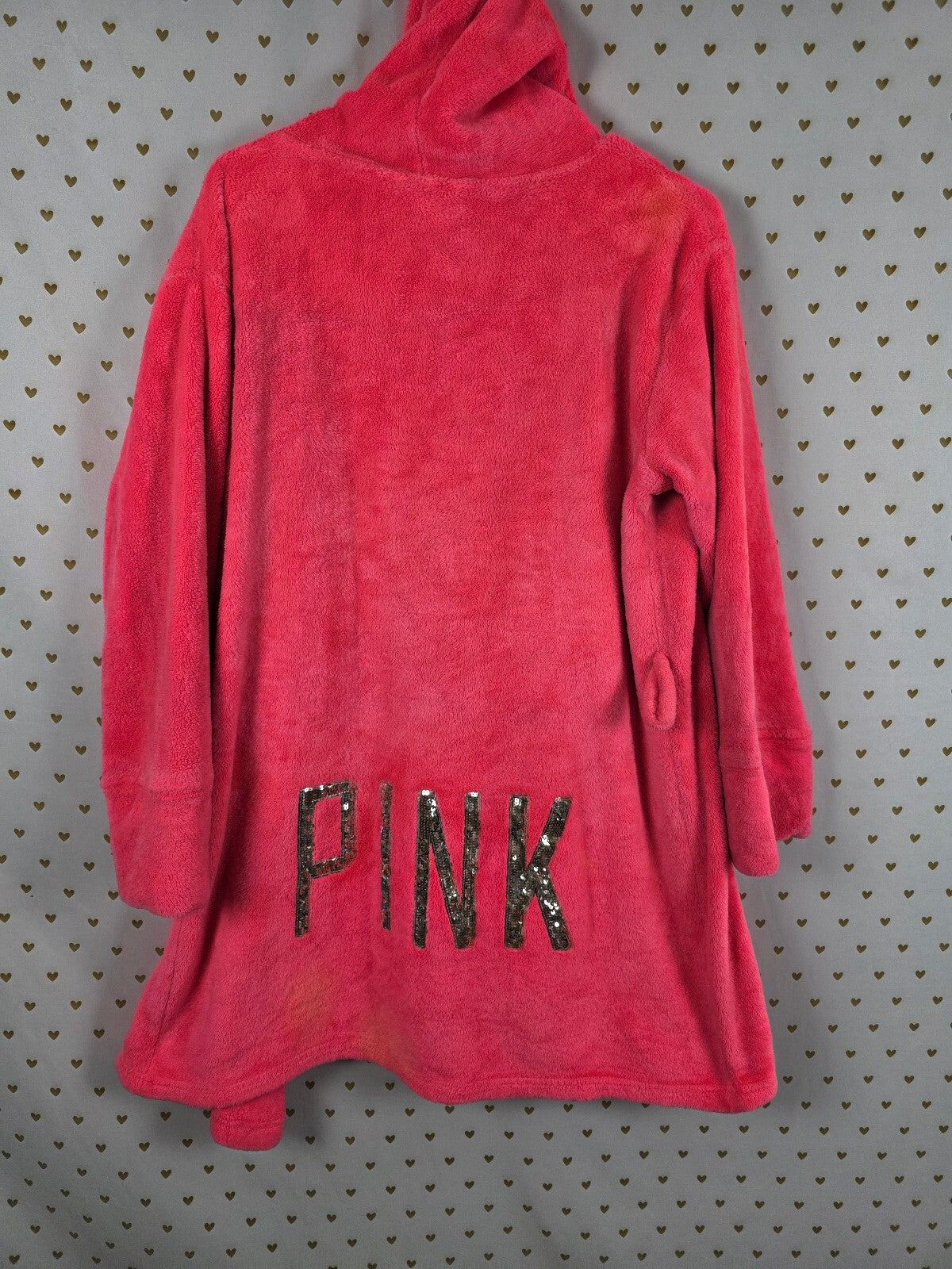Victorias Secret Bling Fluffy Warm Bath Robe Sequined Hooded XS SMALL
