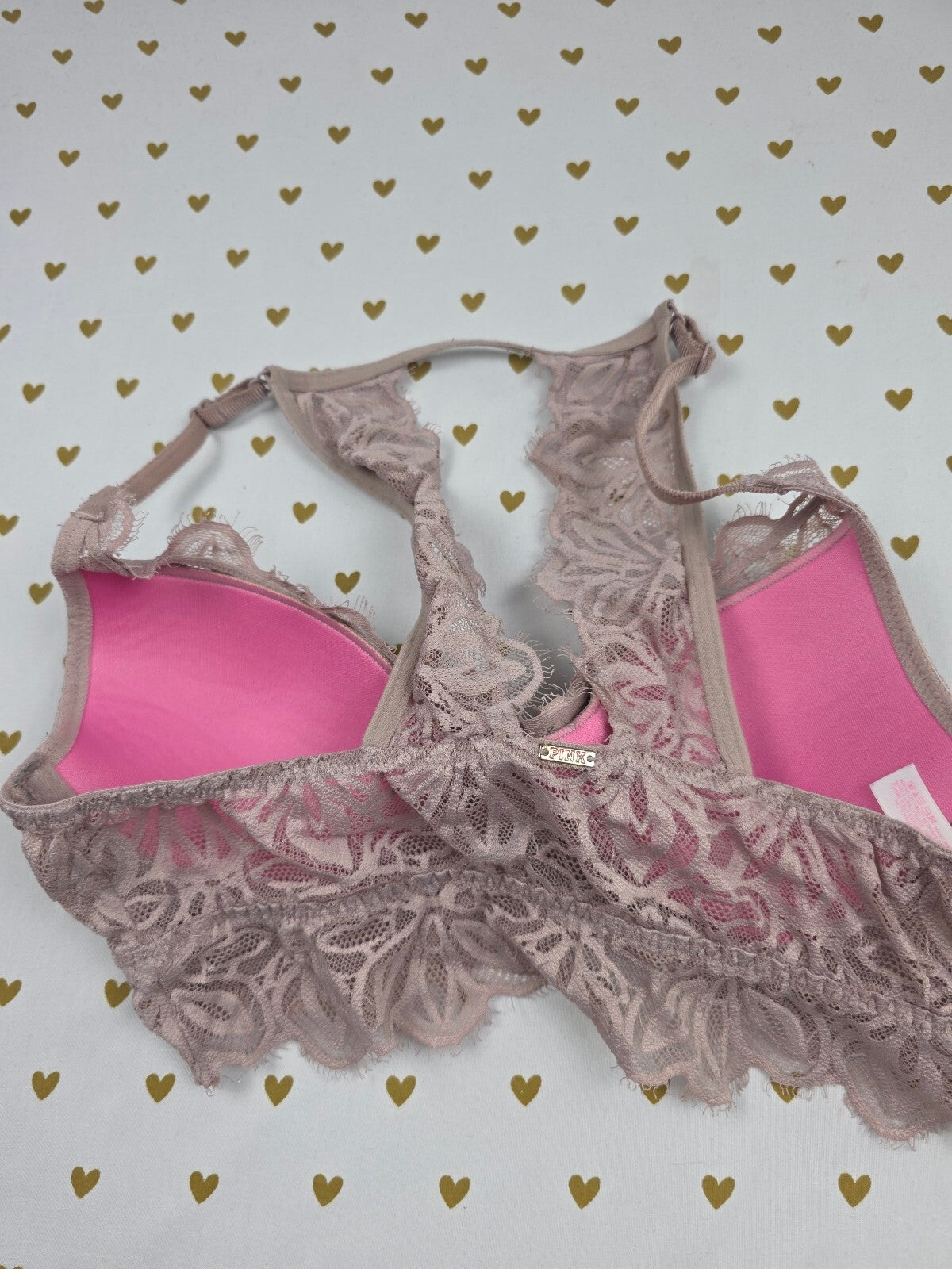 Victorias Secret Pink Small Brown Lace Bralette Bra Top Tank