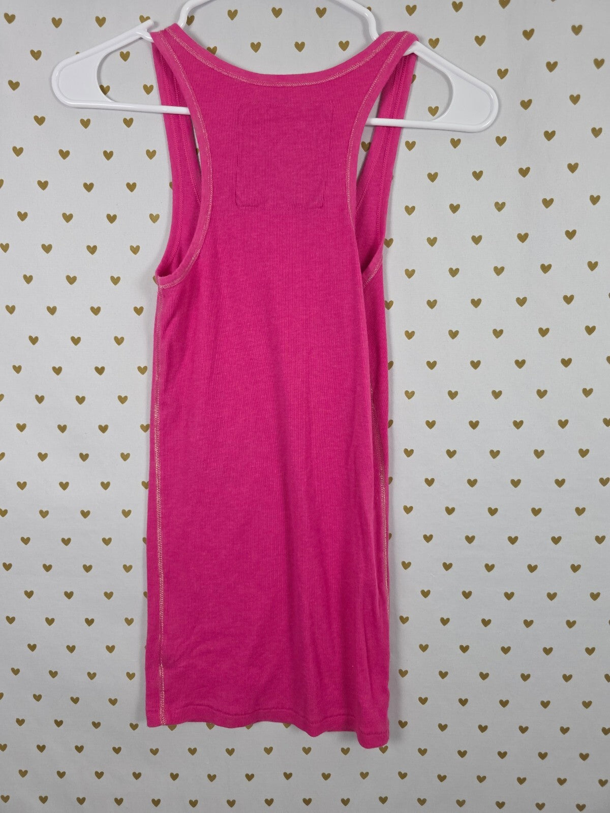 Vintage 2008 Victoria's Secret PINK Tank Top Gold Sequin Heart Bling Y2K S