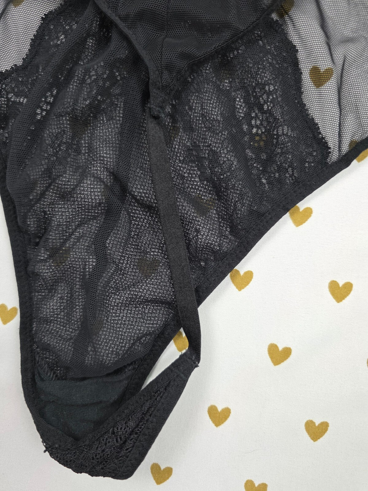 Victorias Secret Black Sheer Halter Teddy Nightie Lingerie V String Thong SMALL