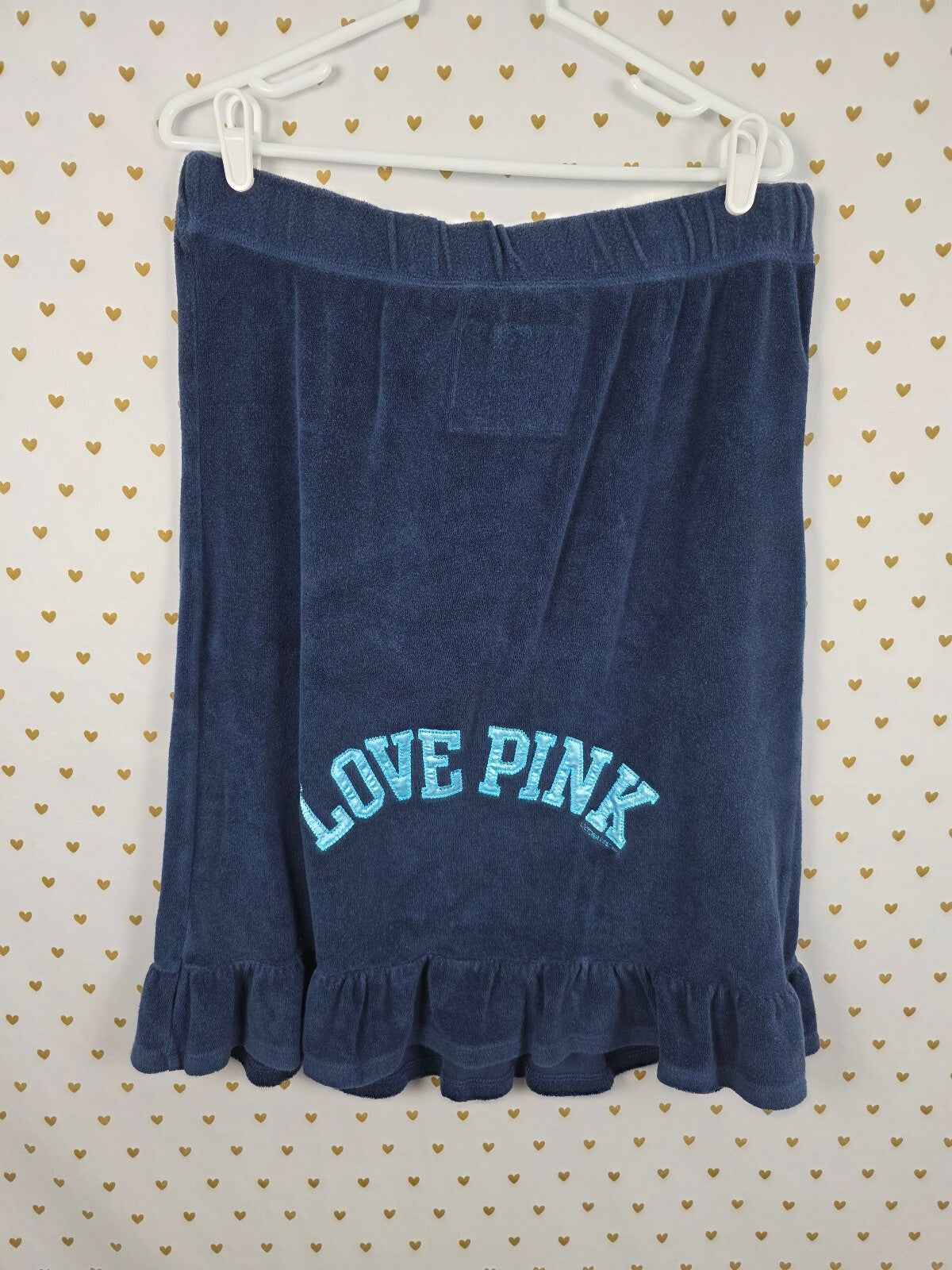Victoria Secret PINK Velour VINTAGE LOVE Strapless Dress UNIVERSITY RARE Med LRG