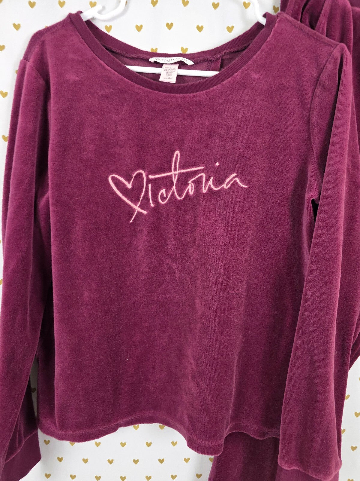 Victorias Secret Maroon Velour Open Back Set Sweats Large Set outfit