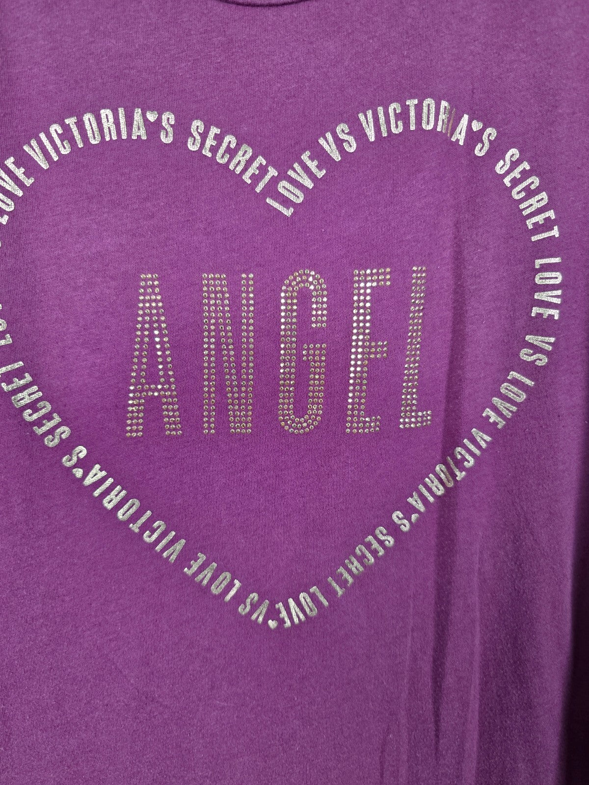 Victorias Secret ANGEL purple Heart Logo Sleep Shirt Nightgown BLING Medium