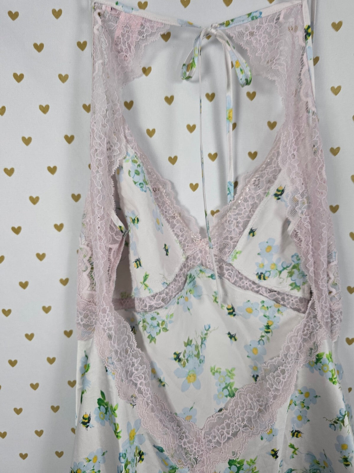 Victorias Secret Floral Open Back sexy slip dress Nightie Lingerie Sleep LARGE