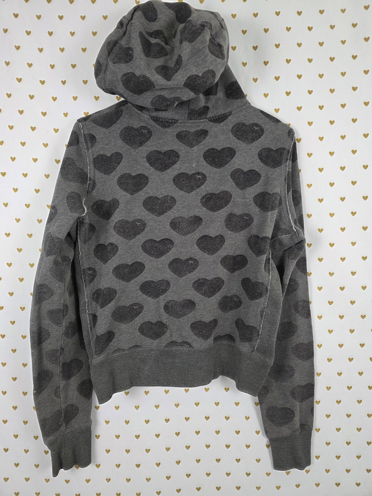 Victorias Secret Pink Vintage HTF hearts Full zip Hoodie Sweater Large Y2K L