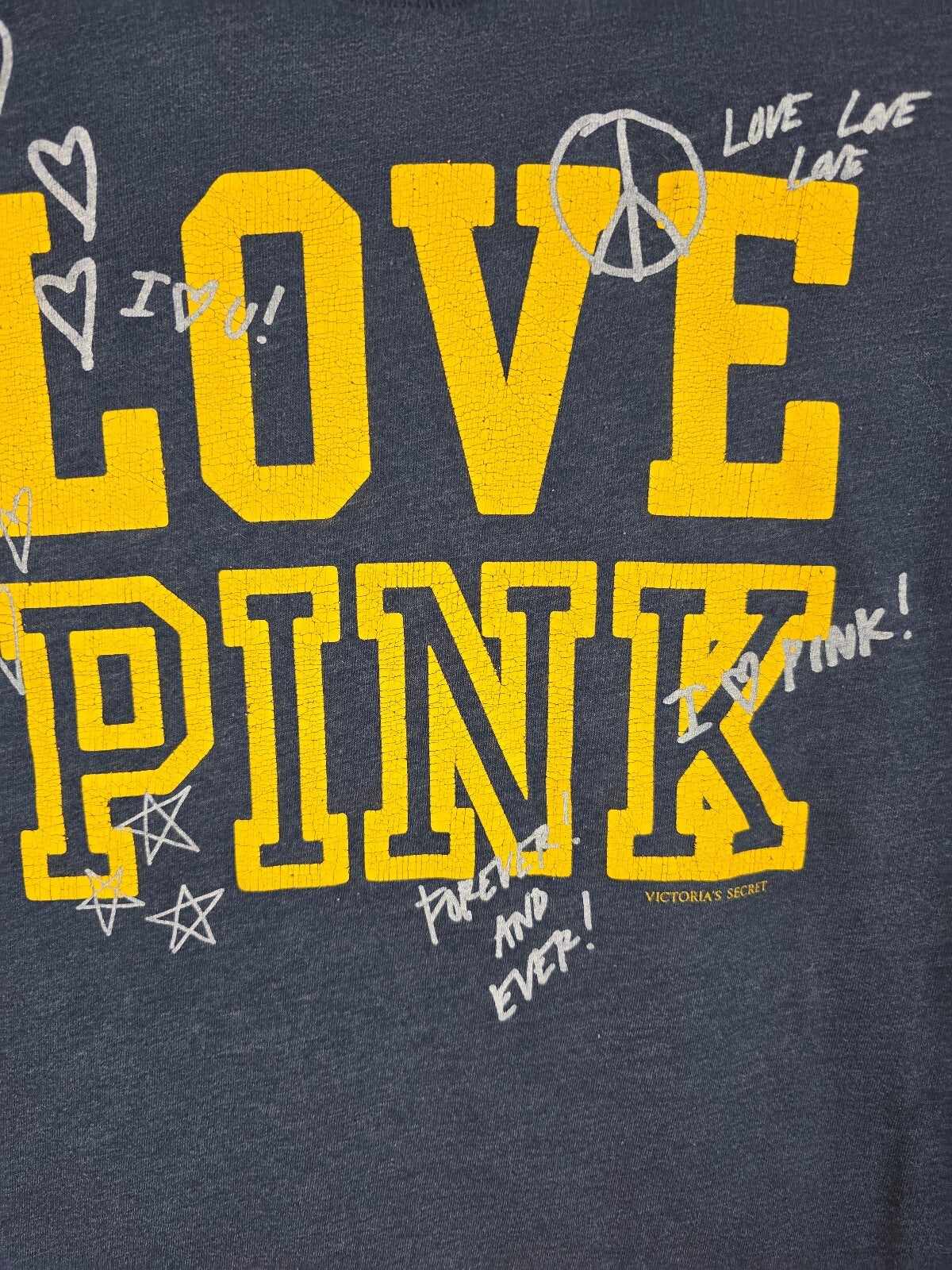 Victorias Secret PINK Vintage Love Logo y2k Heart Tee Shirt MEDIUM